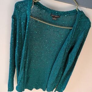 Green Sparkly Sequin Knit Cardigan